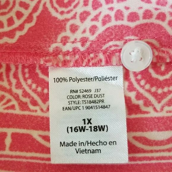 Terra & Sky blouse Size 1X Pink/Coral - Picture 7 of 8
